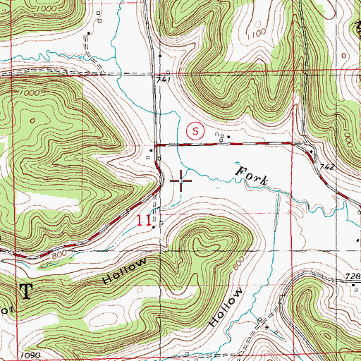 Topographic Map of Lightfoot Hollow, WI