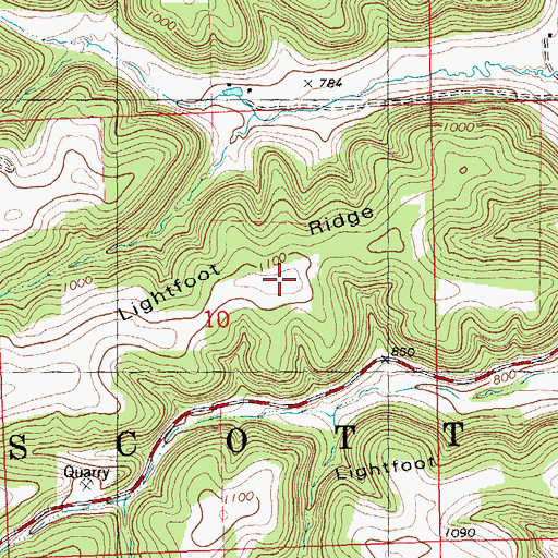 Topographic Map of Lightfoot Ridge, WI