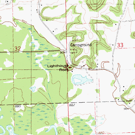 Topographic Map of Lighthouse Rock, WI