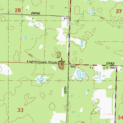 Topographic Map of Lighthouse Rock, WI