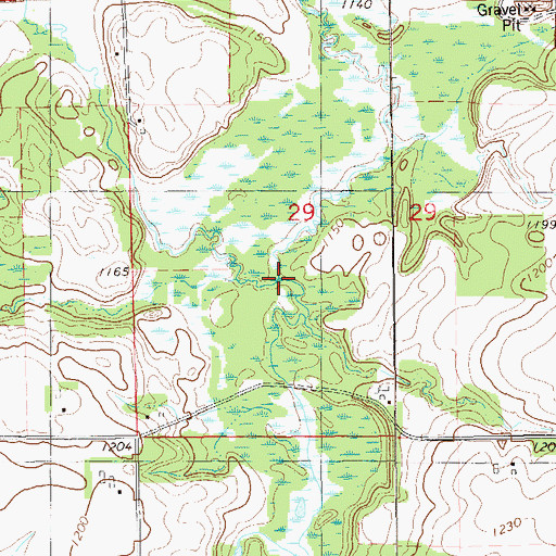 Topographic Map of Lightning Creek, WI