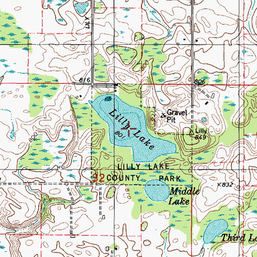 Topographic Map of Lilly Lake, WI