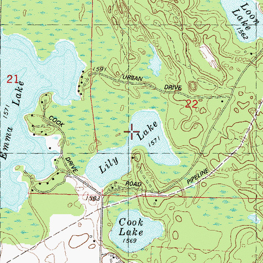 Topographic Map of Lily Lake, WI