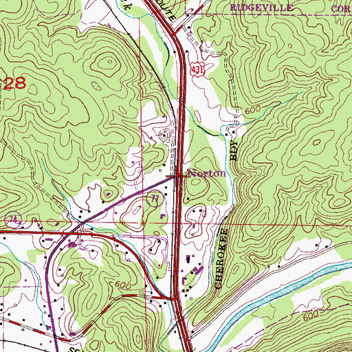 Topographic Map of Norton, AL