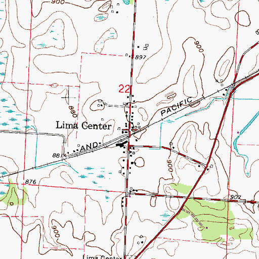 Topographic Map of Lima Center, WI