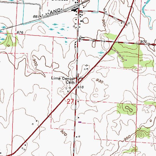 Topographic Map of Lima Center Cemetery, WI