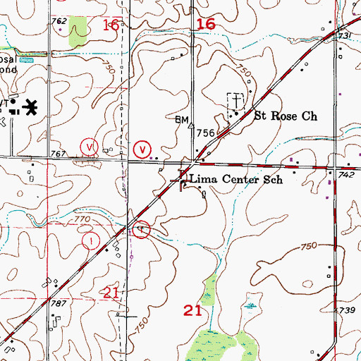 Topographic Map of Lima Center School (historical), WI