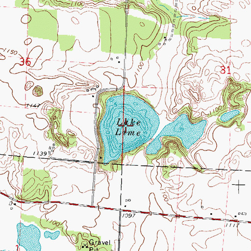 Topographic Map of Lake Lime, WI