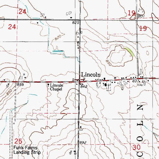 Topographic Map of Lincoln, WI