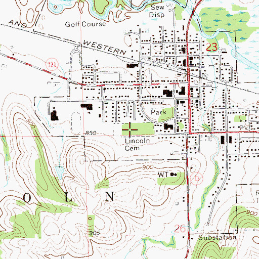 Topographic Map of Lincoln Cemetery, WI