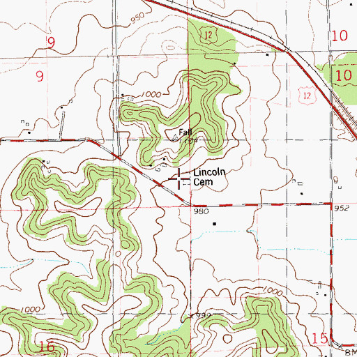 Topographic Map of Lincoln Cemetery, WI