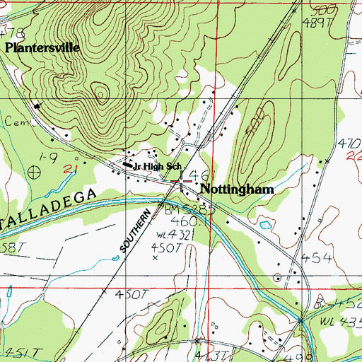 Topographic Map of Nottingham, AL