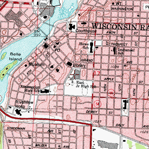 Topographic Map of East Junior High School, WI