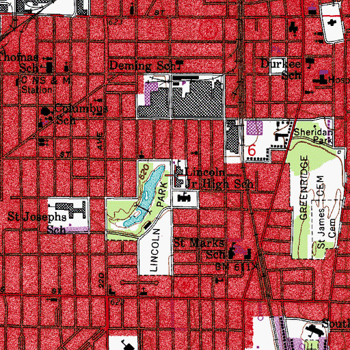 Topographic Map of Lincoln Middle School, WI