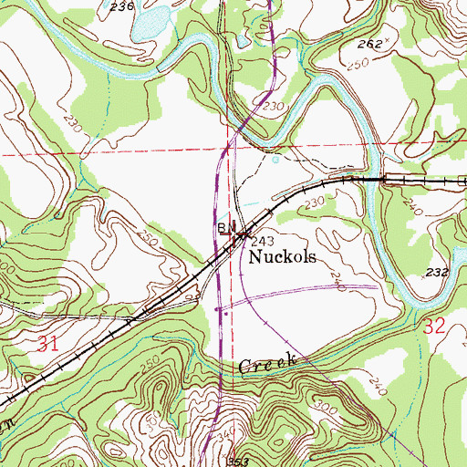Topographic Map of Nuckols, AL