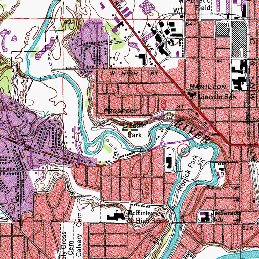 Topographic Map of Lincoln Park, WI