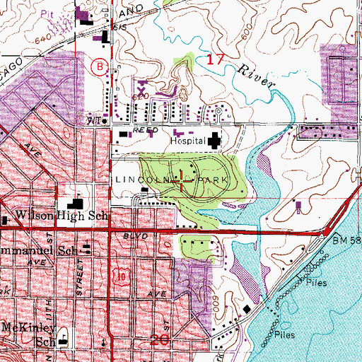 Topographic Map of Lincoln Park, WI