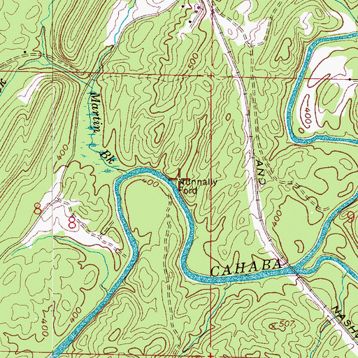 Topographic Map of Nunnally Ford, AL