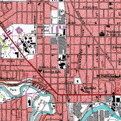 Topographic Map of Wisconsin Department of Corrections Warren Young High School, WI