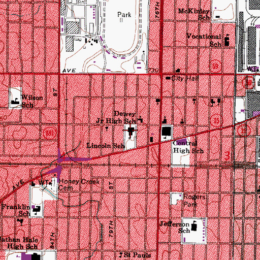 Topographic Map of James Dottke High School, WI
