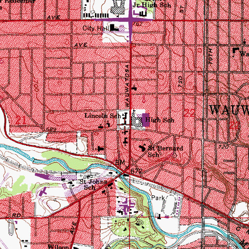 Topographic Map of Lincoln Elementary School, WI