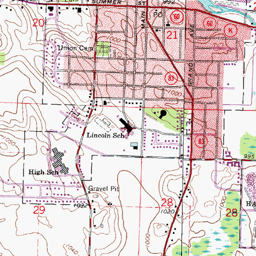 Topographic Map of Lincoln Elementary School, WI