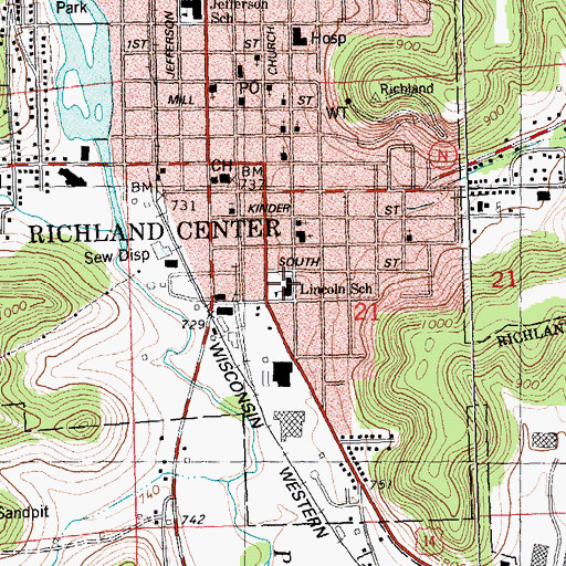 Topographic Map of Lincoln Elementary School, WI