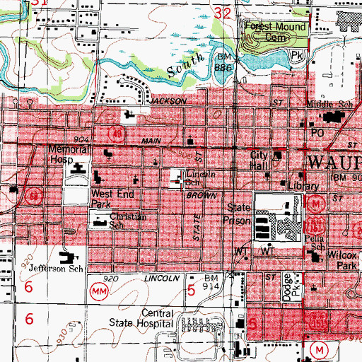 Topographic Map of Lincoln School, WI