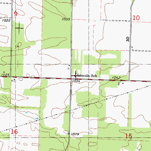 Topographic Map of Lincoln School, WI