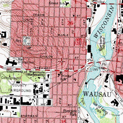Topographic Map of Lincoln School, WI