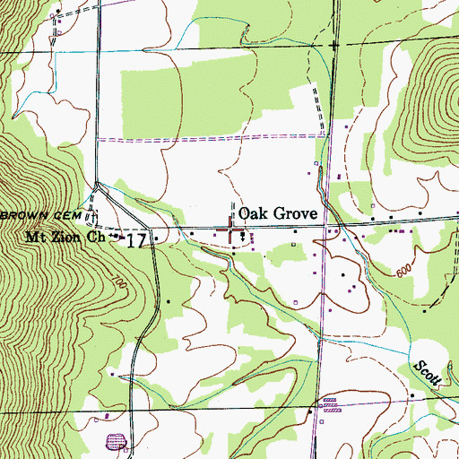 Topographic Map of Oak Grove, AL