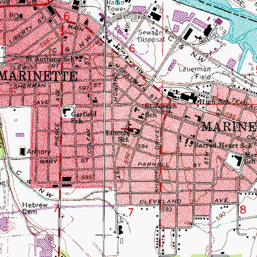 Topographic Map of Saint Thomas Aquinas Academy Middle Campus, WI