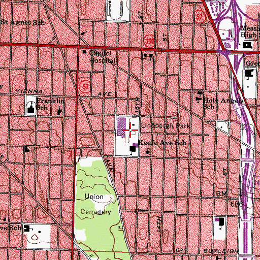 Topographic Map of Lindbergh Park, WI