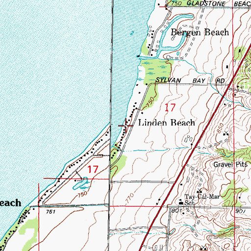 Topographic Map of Linden Beach, WI