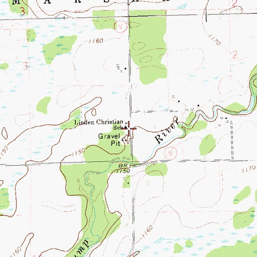 Topographic Map of Linden Christian School, WI