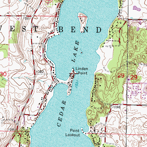 Topographic Map of Linden Point, WI