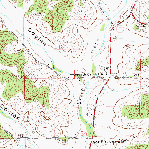 Topographic Map of Linderund Coulee, WI
