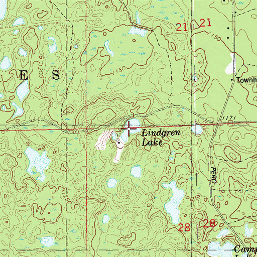 Topographic Map of Lindgren Lake, WI