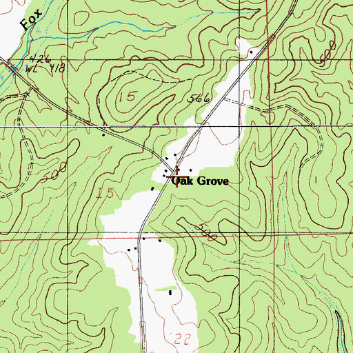 Topographic Map of Oak Grove, AL