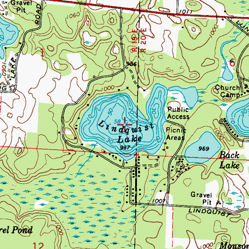 Topographic Map of Lindquist Lake, WI