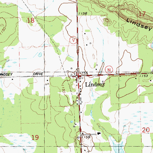 Topographic Map of Lindsey, WI