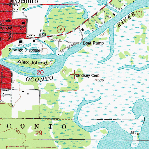 Topographic Map of Lindsey Cemetery, WI