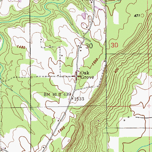 Topographic Map of Oak Grove, AL