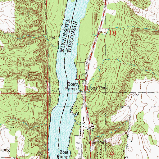 Topographic Map of Lions Park, WI