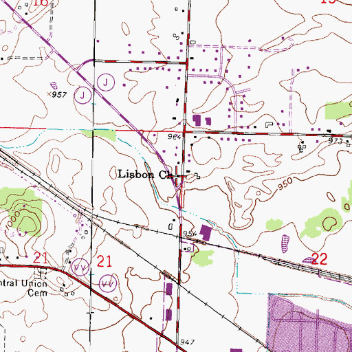 Topographic Map of Lisbon Church, WI