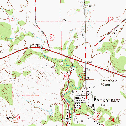 Topographic Map of Little Arkansaw Creek, WI