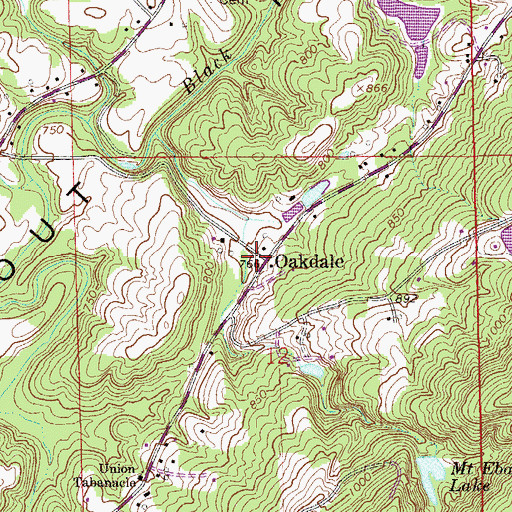 Topographic Map of Oakdale, AL
