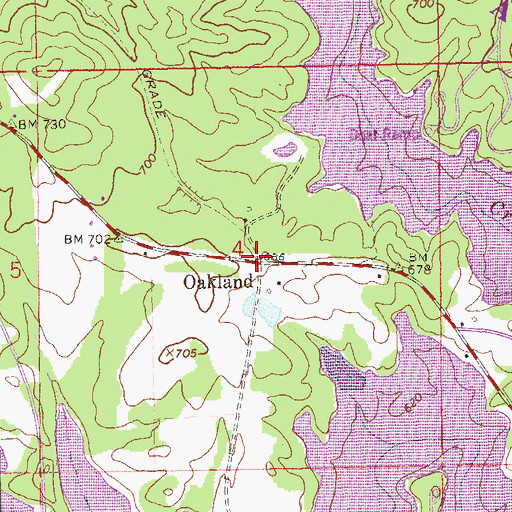 Topographic Map of Oakland, AL