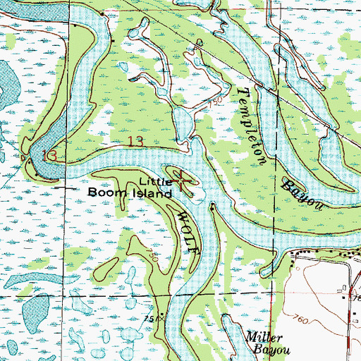 Topographic Map of Little Boom Island, WI