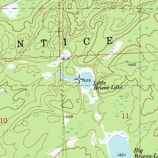 Topographic Map of Little Briens Lake, WI